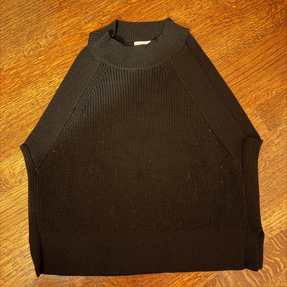 Aritzia Black Knit Sleeveless Mock Neck Top